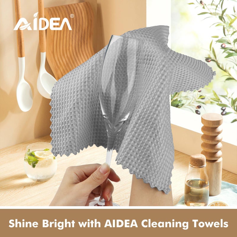 AIDEA Microfiber Cleaning Cloth for Glass 12PK  Grey  Lint Free Cloth Polishing Cleaning Rags  Window Wipes  Barista Coffee Towel  Microfiber Towels for Car Detailing  Stainless Steel  11?11"" - Image 3